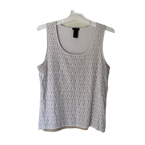 Ann Taylor white blouse with beige / tan lining Size Large - Picture 1 of 7